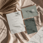 Printed Sage Green Wedding Invitation Suite | Modern 3-Piece Set with QR Code RSVP | Minimalist Green & White Invite Bundle | Envelopes Included