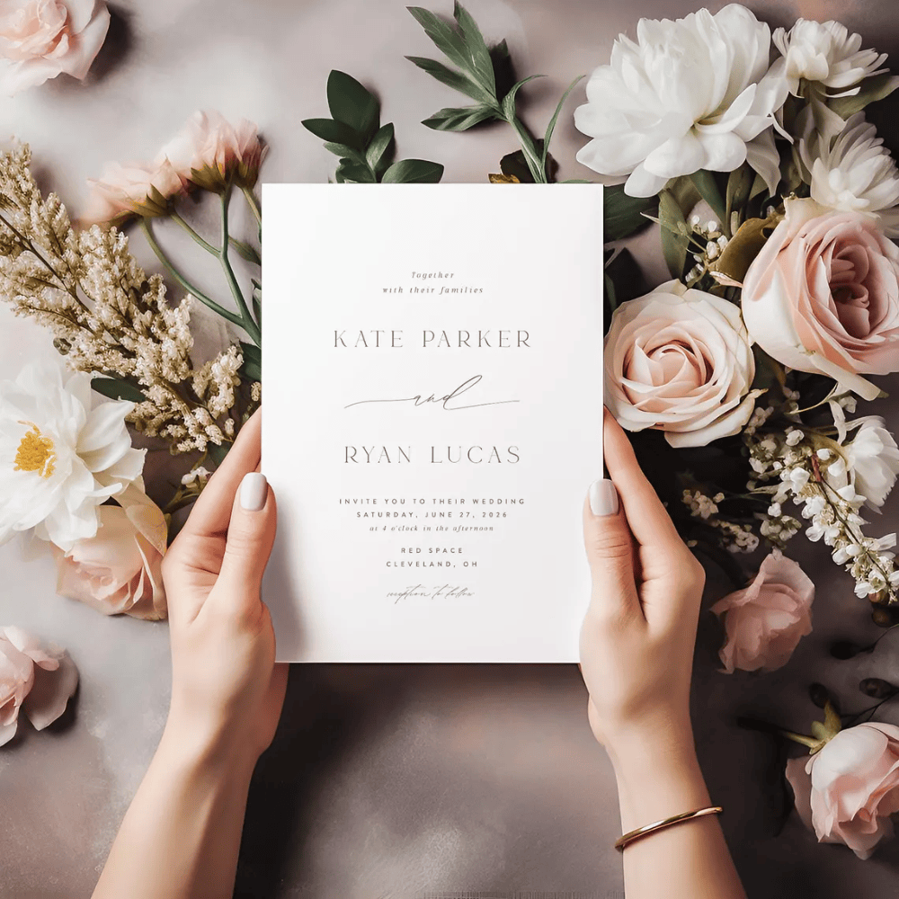 Printed Sage Green Wedding Invitation Suite | Modern 3-Piece Set with QR Code RSVP | Minimalist Green & White Invite Bundle | Envelopes Included