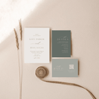 Printed Sage Green Wedding Invitation Suite | Modern 3-Piece Set with QR Code RSVP | Minimalist Green & White Invite Bundle | Envelopes Included