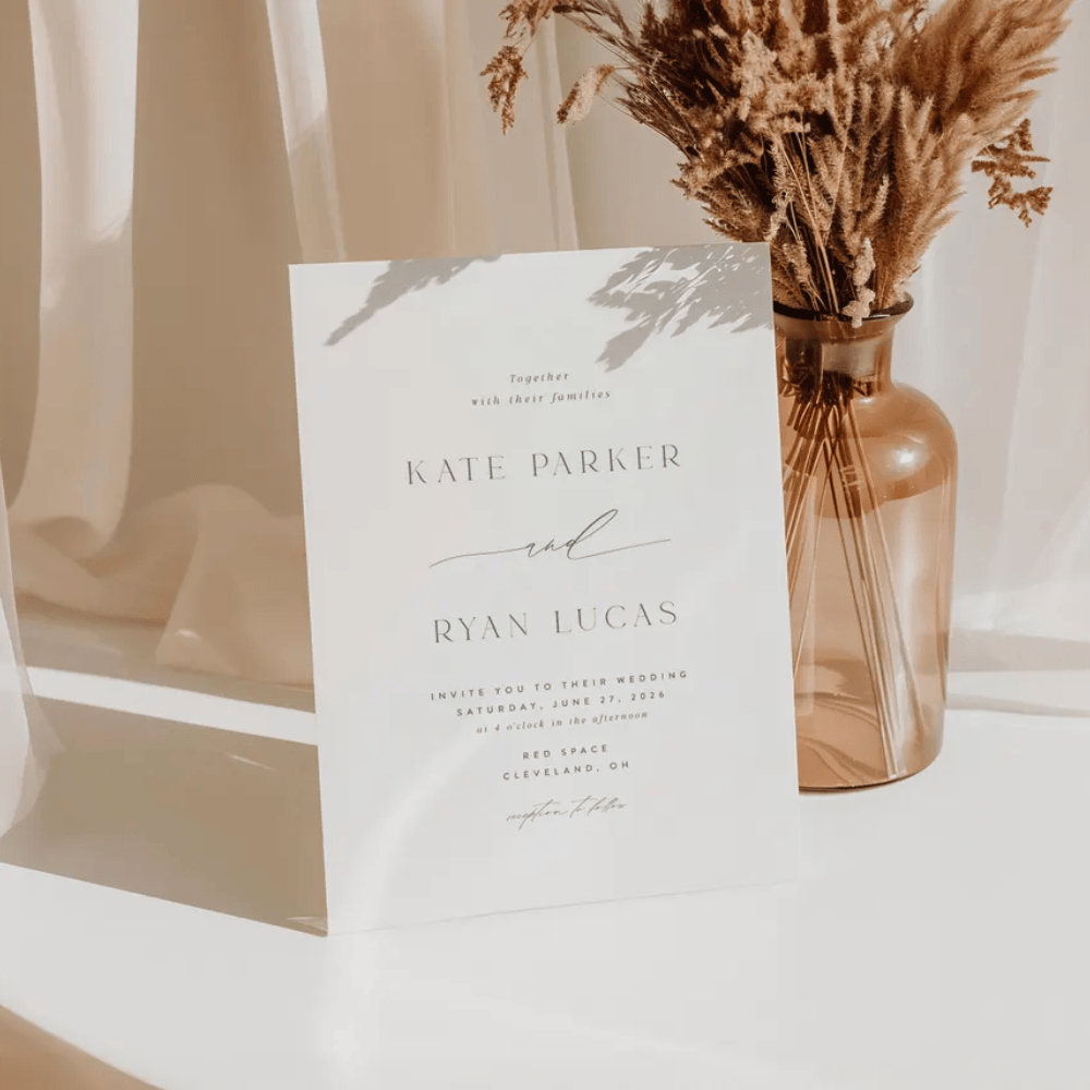 Printed Sage Green Wedding Invitation Suite | Modern 3-Piece Set with QR Code RSVP | Minimalist Green & White Invite Bundle | Envelopes Included