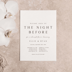 Printed Rehearsal Dinner Invitations | Minimalist "The Night Before" Invite | Modern Black & White Wedding Rehearsal Card | Envelopes Included