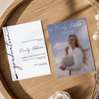Printed Graduation Party Invitations with Photo Back | Minimalist Hand-Drawn "Graduation" Script | Modern Black & White Senior Announcement | Envelopes Included